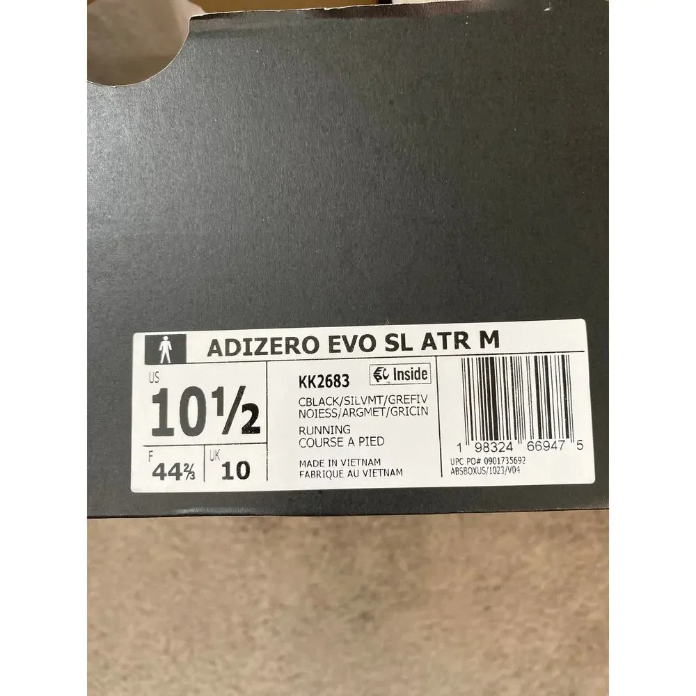 New Adidas Men's Adizero Evo SL ATR Running Black Silver Size 10.5